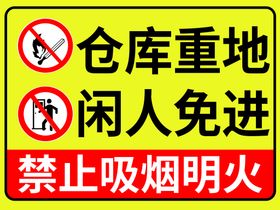 仓库重地 闲人免进  警示牌 