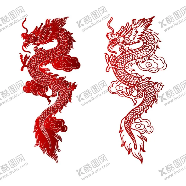 编号：04937609212014007052【酷图网】源文件下载-中国龙剪纸矢量