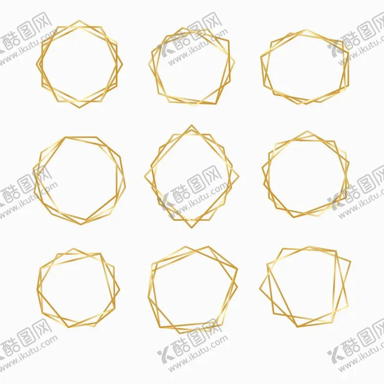 编号：12895609191242354723【酷图网】源文件下载-金色几何图形边框