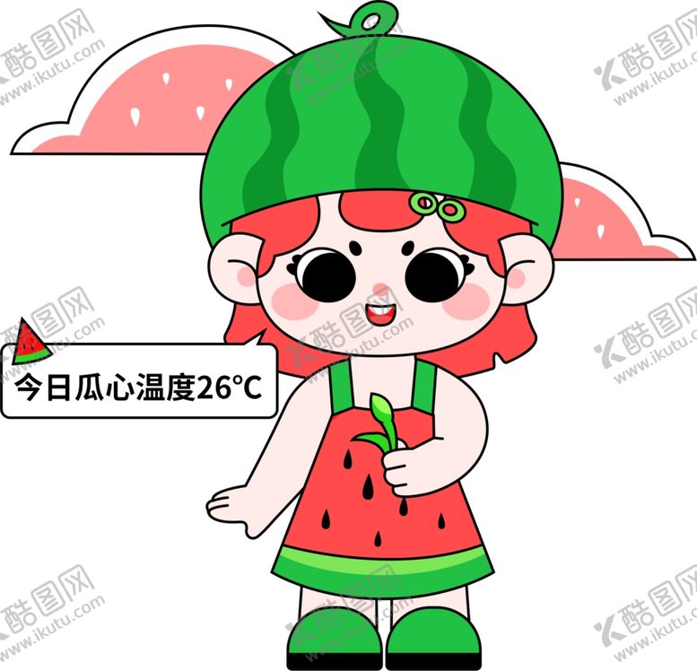 编号：34381605241218196634【酷图网】源文件下载-夏日西瓜精灵卡通造型主题三视图