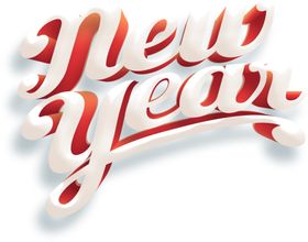 英文新年字体字形主题海报素材