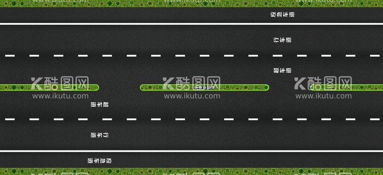 编号：95302809221835580543【酷图网】源文件下载-公路沙盘图4车道