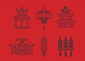 矢量灯笼木质建筑铜钱