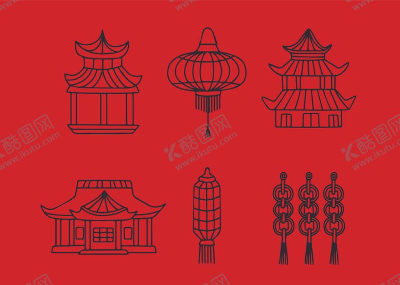 编号：19910605180146493394【酷图网】源文件下载-矢量灯笼木质建筑铜钱