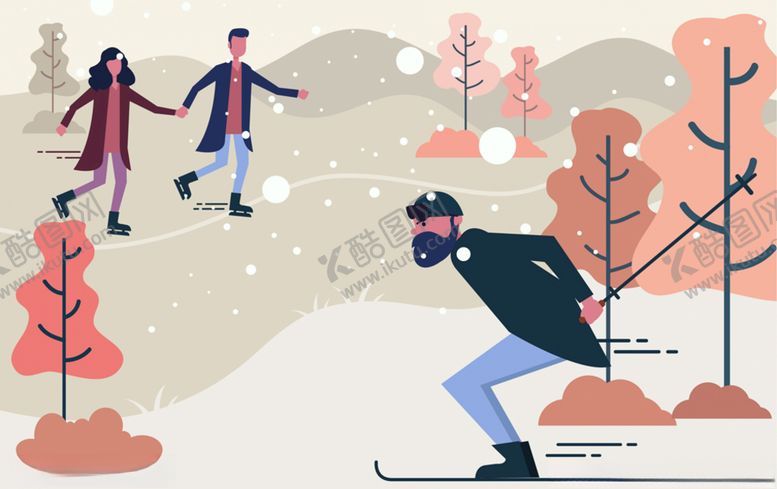 编号：12094210071001442541【酷图网】源文件下载-冬季雪中滑雪