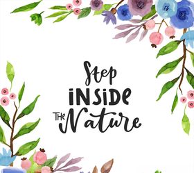 水彩绘花枝边框
