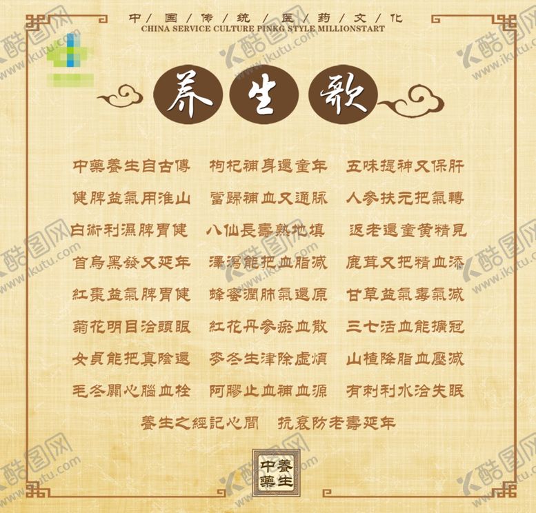 编号：32926306250654304741【酷图网】源文件下载-药房养生歌橱窗贴