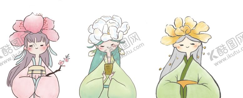 编号：76794209221225179367【酷图网】源文件下载-桃花茉莉迎春花植物插画
