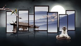 中国风国潮壁纸画花鸟