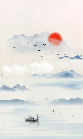 山水画中堂PSD装饰