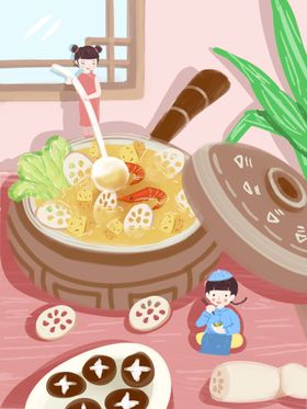 美食插画鸡腿堡海报外卖披萨牛肉汉堡