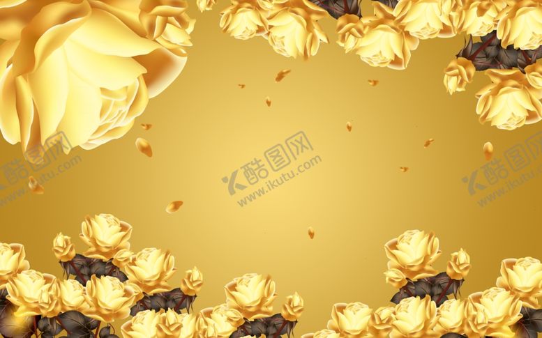 编号：90424607010924005753【酷图网】源文件下载-金色玫瑰花背景墙