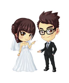 卡通新郎新娘