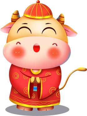 卡通牛年小插画对联