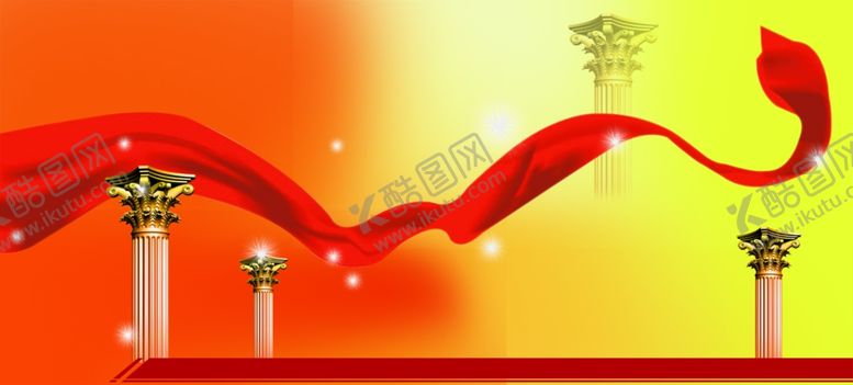 编号：53743410242046398019【酷图网】源文件下载-罗马柱彩带背景