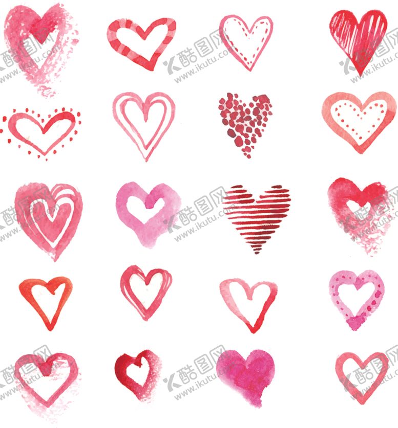 编号：98007409141614033404【酷图网】源文件下载-精美水彩爱心图案设计