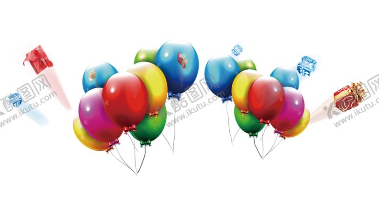 编号：35673509241837596926【酷图网】源文件下载-七彩气球礼盒png