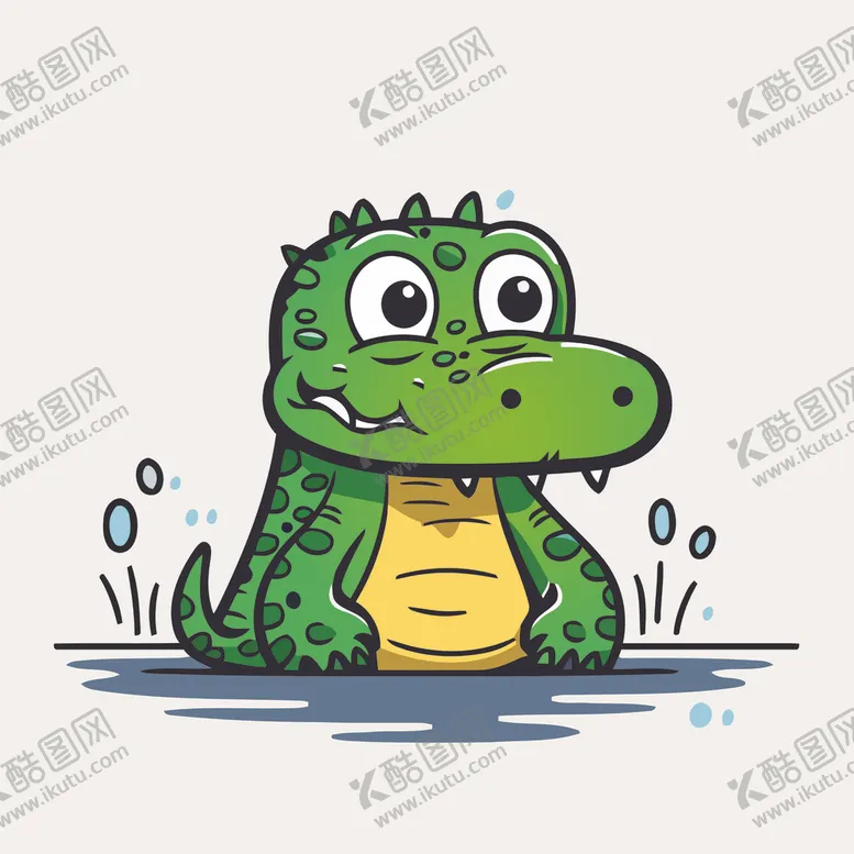 编号：55255001260328123814【酷图网】源文件下载-可爱鳄鱼卡通画儿童插画