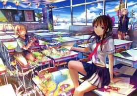 二次元美女手绘插画图片