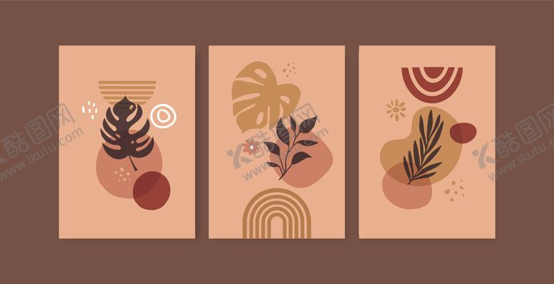 编号：85224010031113355797【酷图网】源文件下载-抽象植物装饰画三幅