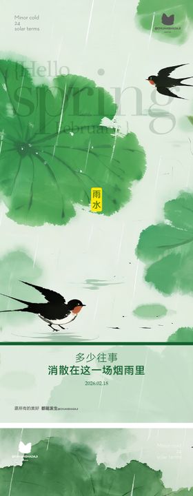 雨水新中式海报