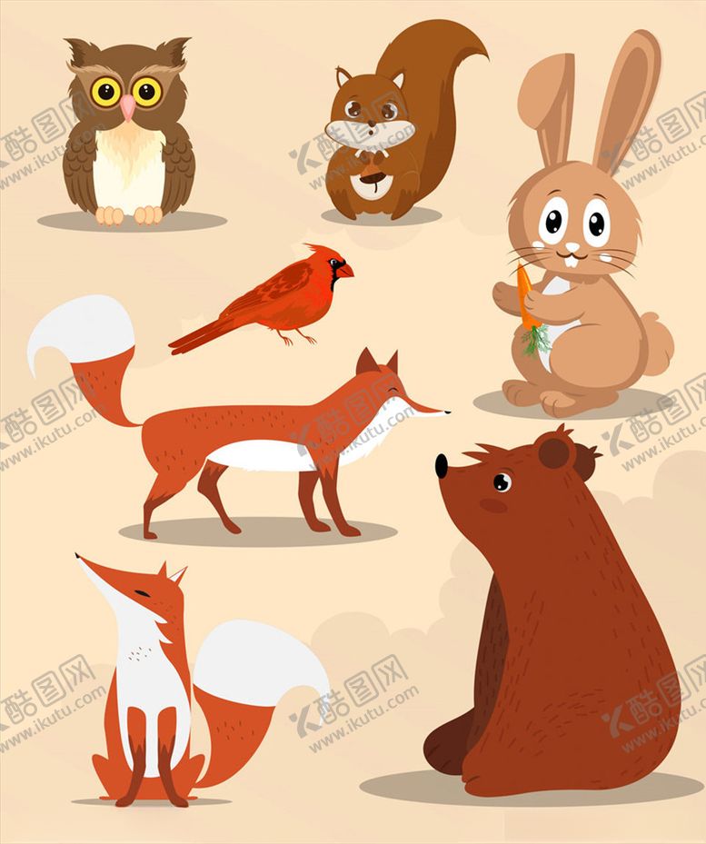 编号：36817209270641586871【酷图网】源文件下载-可爱秋季动物矢量素材