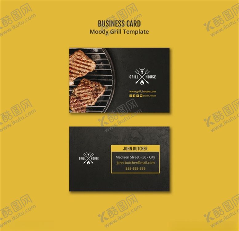 编号：84020310280851264059【酷图网】源文件下载-西餐牛排店名片