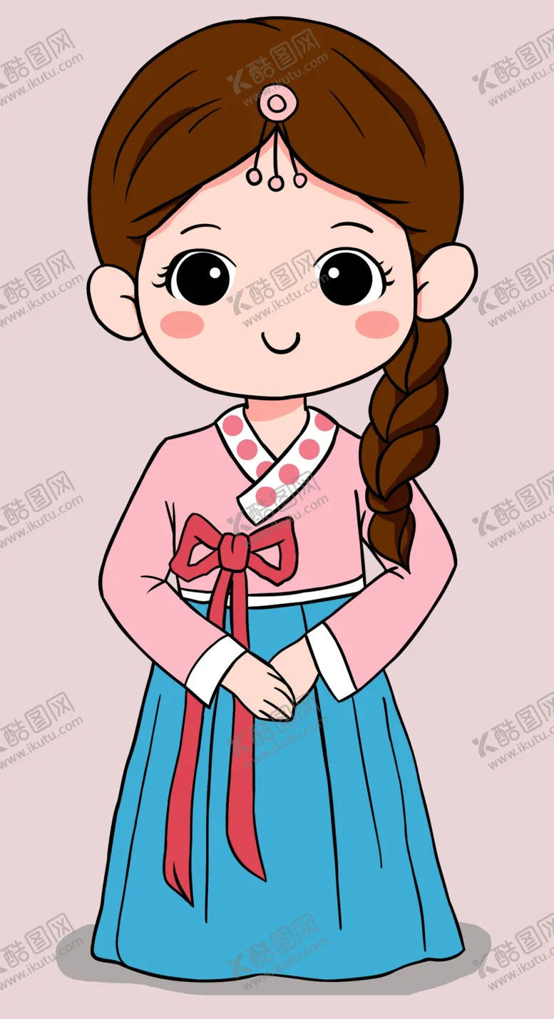 编号：59448702080528224916【酷图网】源文件下载-可爱朝鲜族韩国女孩卡通形象