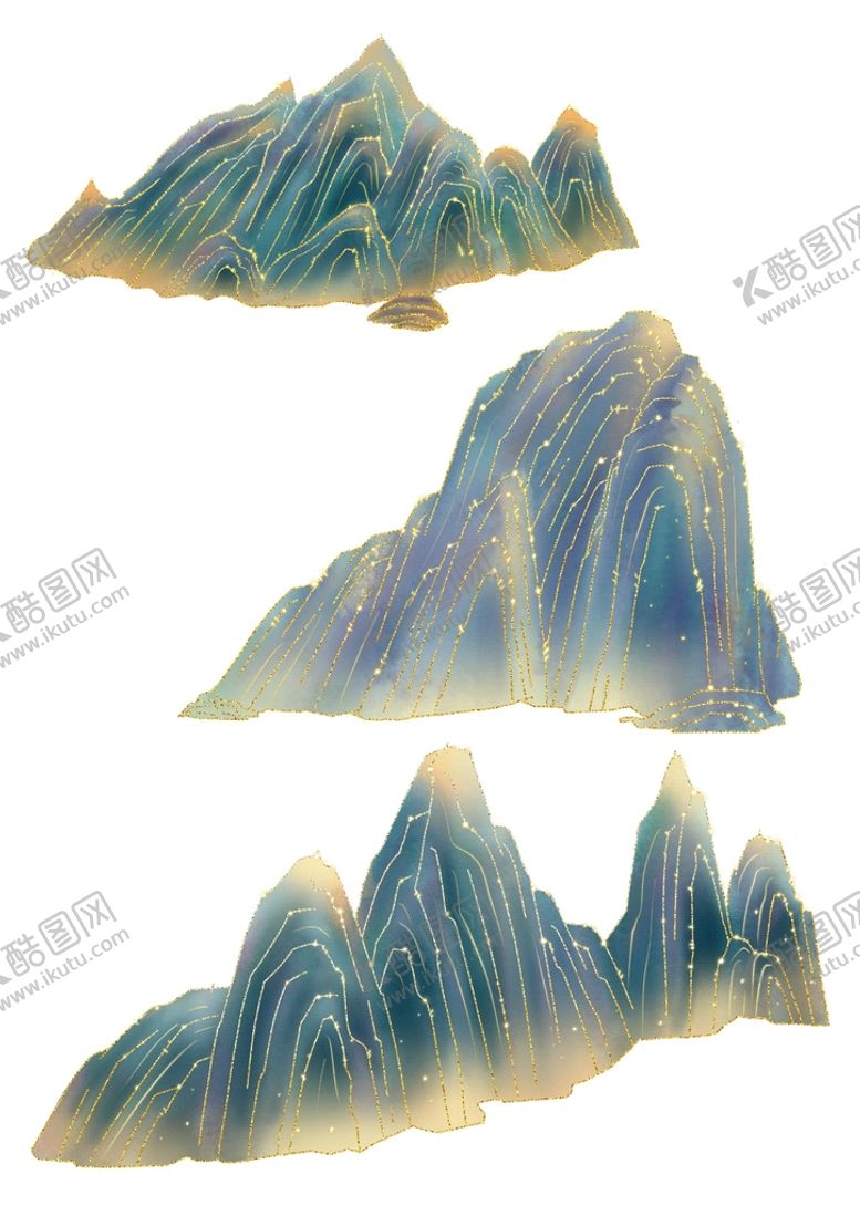 编号：74010911192217104635【酷图网】源文件下载-多款手绘中国风传统元素群山山脉