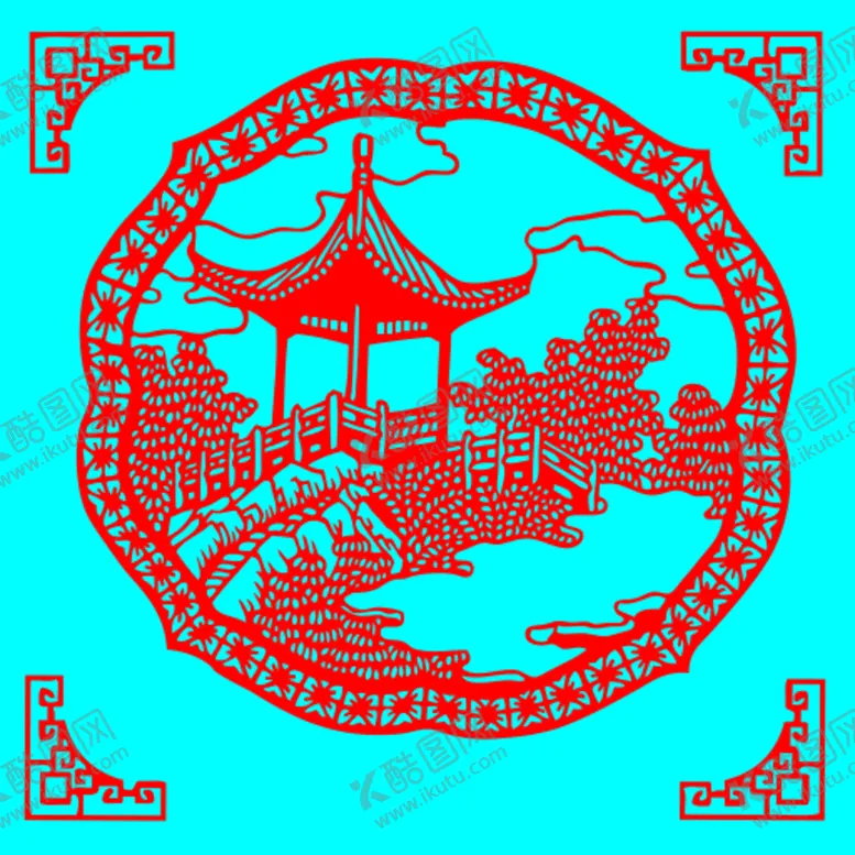 编号：93730702040220082959【酷图网】源文件下载-亭子剪纸