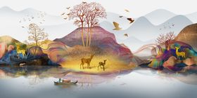 简约山水客厅装饰画