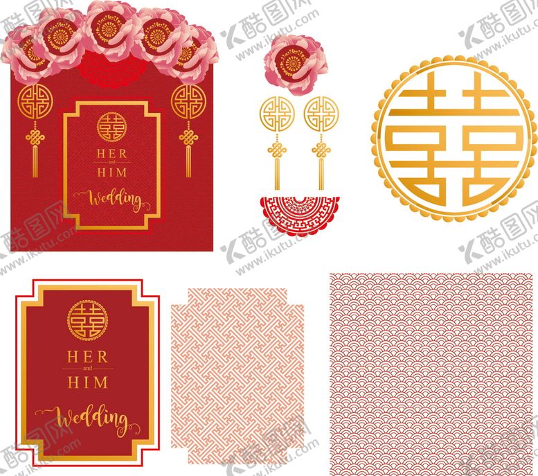 编号：26555901251058196987【酷图网】源文件下载-结婚元素 喜 牡丹花