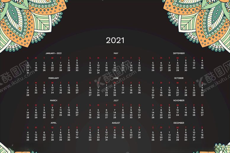编号：99177406242056588723【酷图网】源文件下载-2021日历单页