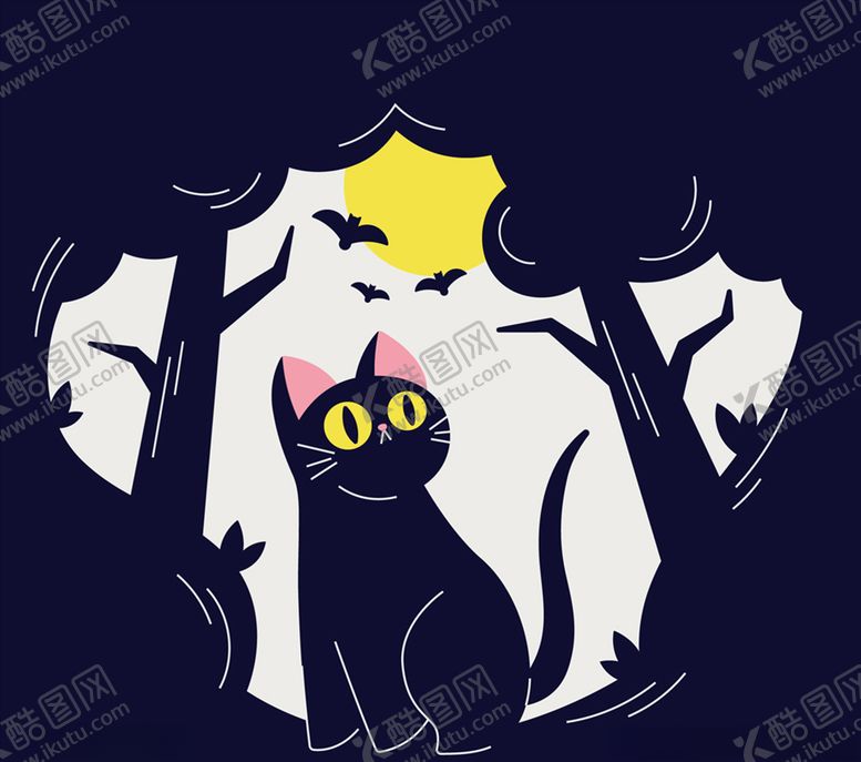 编号：67751207132302076389【酷图网】源文件下载-创意暗夜森林里的黑猫