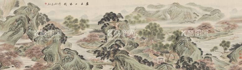 编号：73514809230009037426【酷图网】源文件下载-大幅国画山水巨幅背景画