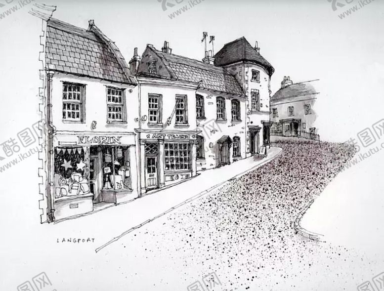 编号：97227106182004571833【酷图网】源文件下载-水彩建筑插画