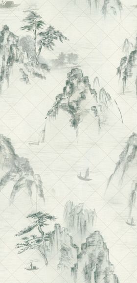 水墨山水淡雅写意风光