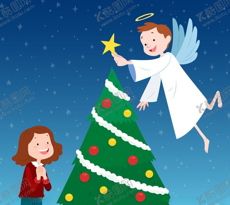编号：80838510151358466581【酷图网】源文件下载-圣诞节女孩和天使
