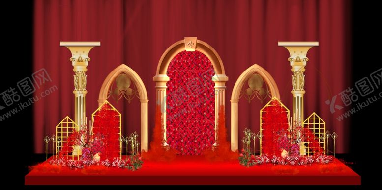 编号：78157809281535015106【酷图网】源文件下载-欧式红色婚礼场景