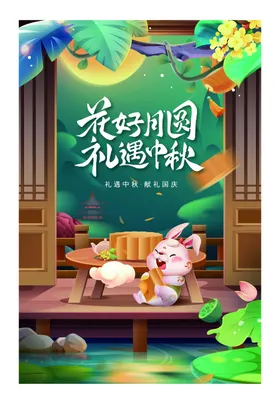 中秋节海报2022单页促销展板