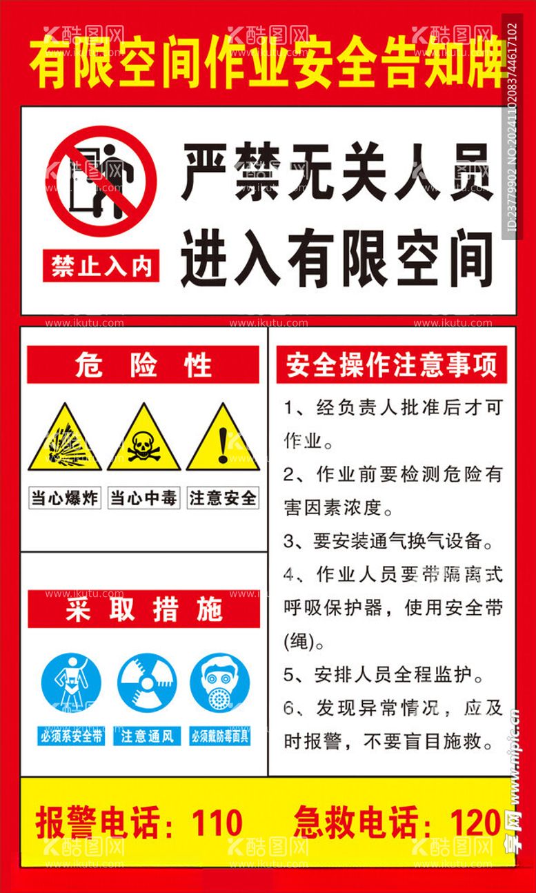 编号：75350512172221006265【酷图网】源文件下载-有限空间安全告知牌