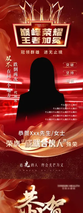 合伙人晋升加冕祝贺长图海报