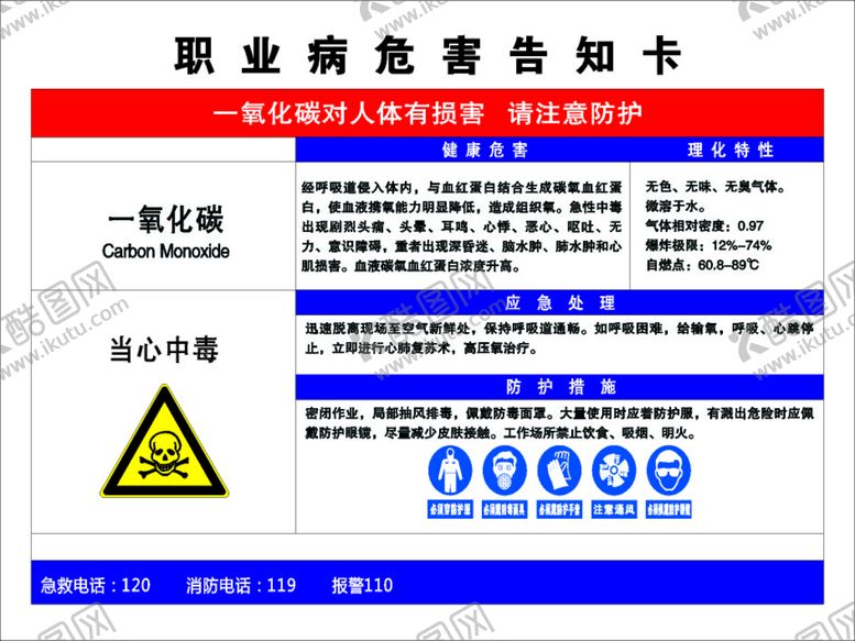 编号：67705601280957074760【酷图网】源文件下载-一氧化碳危害告知卡
