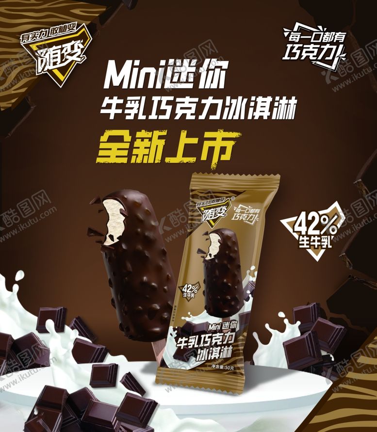 编号：91333104042237544379【酷图网】源文件下载-迷你牛乳巧克力冰淇淋海报