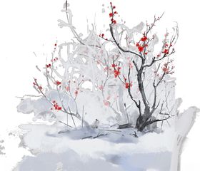 冬季雪景梅花素材