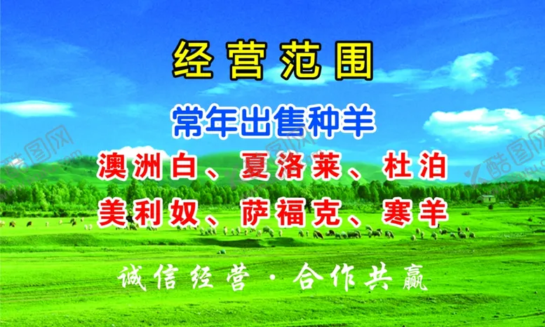 编号：39268207132200283274【酷图网】源文件下载-收羊反面名片