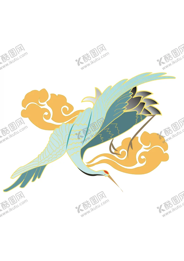 编号：48701607041516542303【酷图网】源文件下载-国潮仙鹤祥云