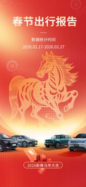 汽车春节出行马年报告海报
