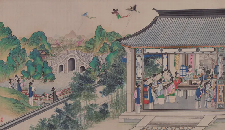 编号：26017305031258443127【酷图网】源文件下载-红楼梦场景精美工笔画