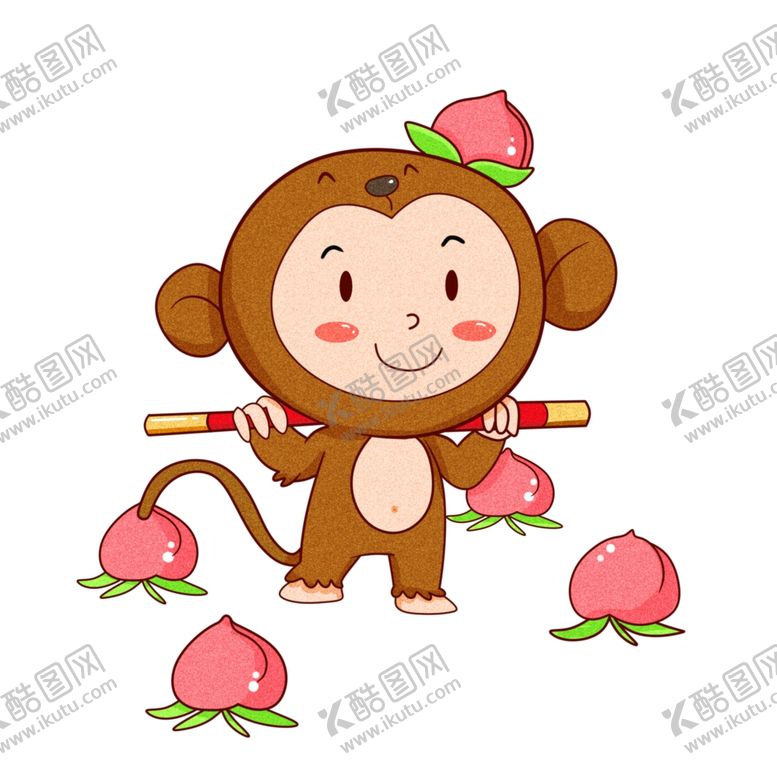 编号：28178610221830205624【酷图网】源文件下载-猴子桃子插画